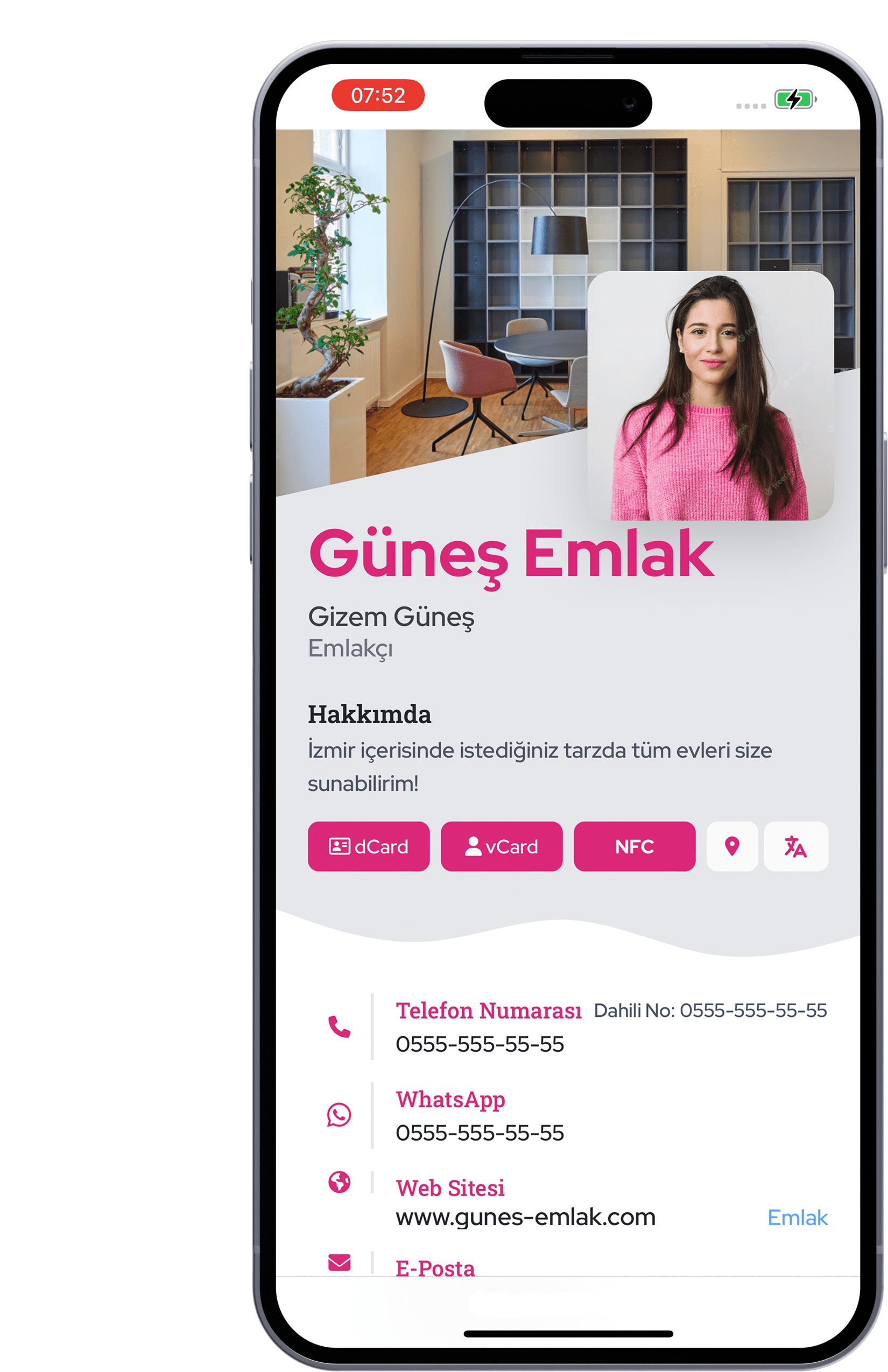 Examples of a HiHello digital business card, a QR code, and a follow-up email, all part of the card sharing experience.